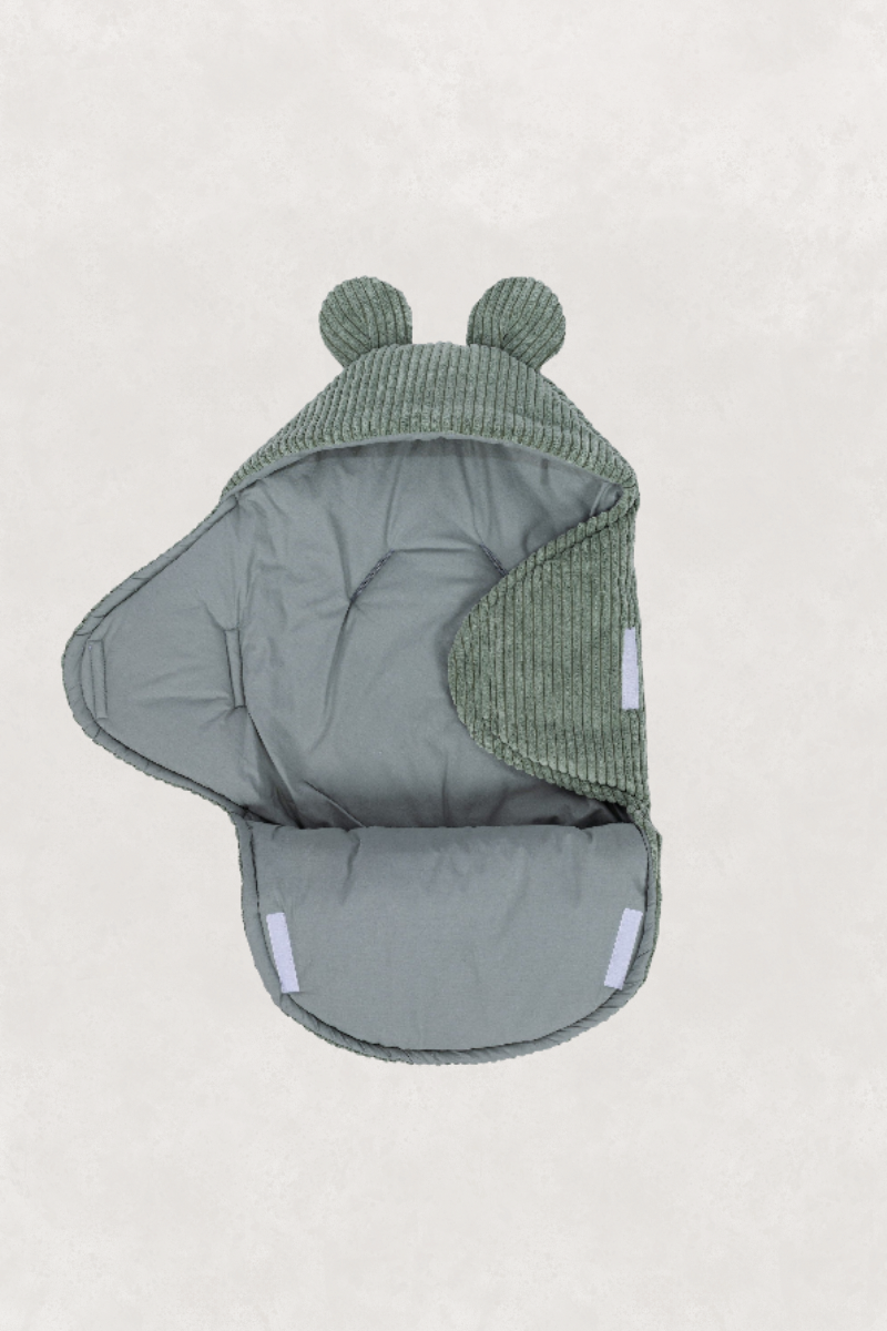 Eco-friendly Baby Swaddle With Bear Ears - Olive Green