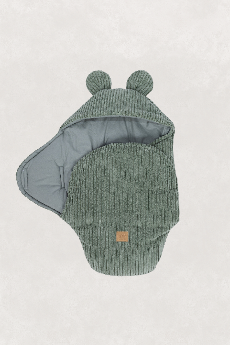 Eco-friendly Baby Swaddle With Bear Ears - Olive Green