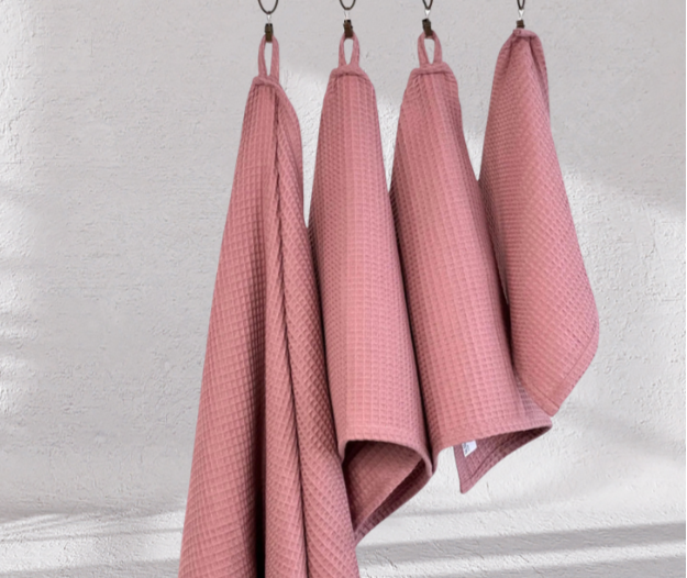 The Organic Waffle Cotton Towel - Rose Blossom