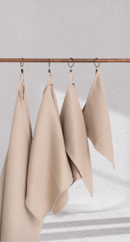 The Organic Waffle Cotton Towel - Soft Sand