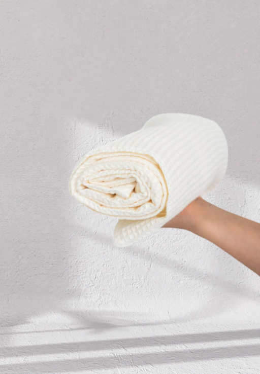 The Organic Waffle Cotton Towel - Vanilla