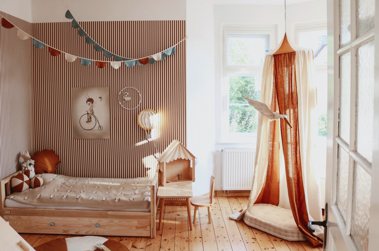 Organic Cotton & Linen Canopy - Caramel