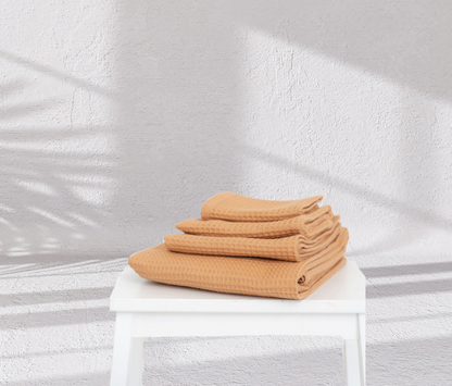 The Organic Waffle Cotton Towel - Caramel