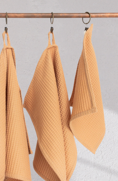 The Organic Waffle Cotton Towel - Caramel