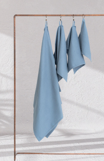 The Organic Waffle Cotton Towel - Ocean Breeze