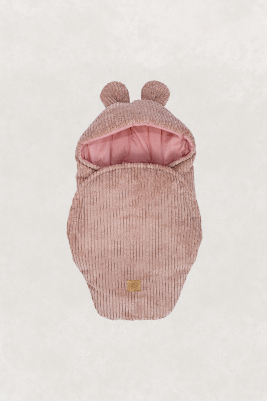 Eco-friendly Baby Swaddle with Bear Ears - Powder Pink