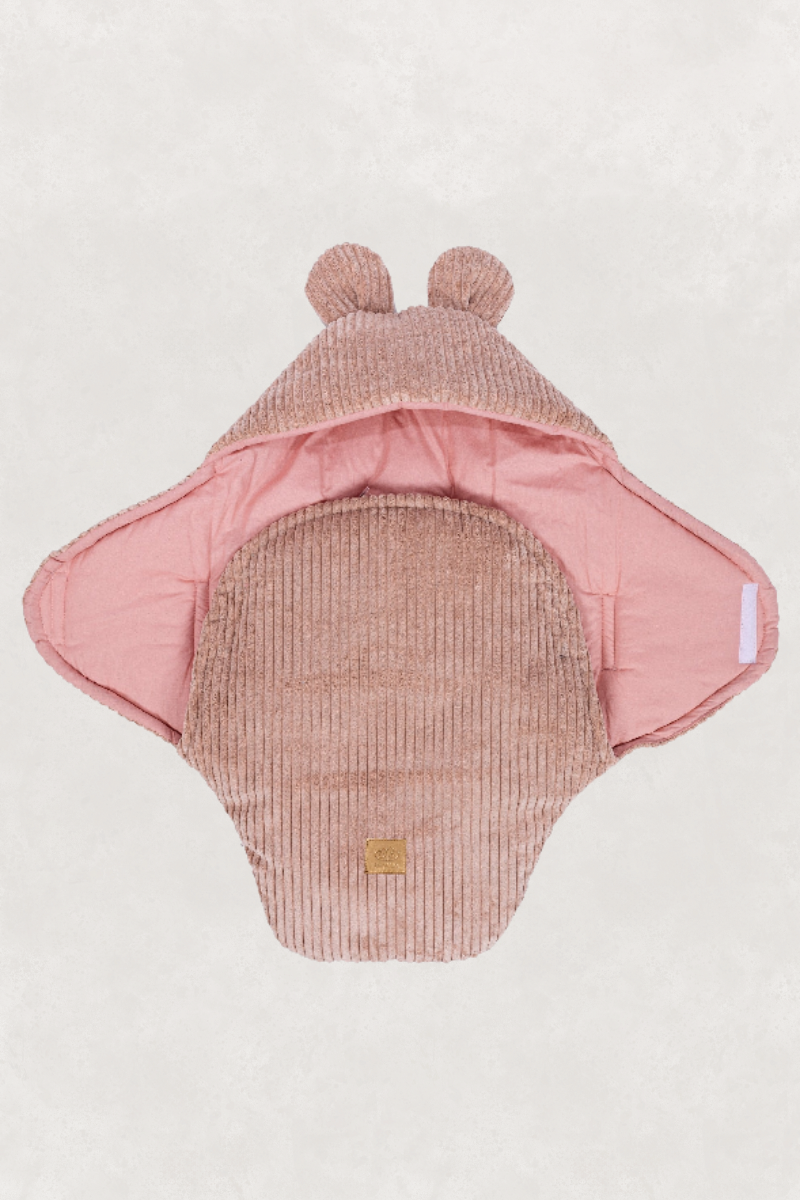Eco-friendly Baby Swaddle with Bear Ears - Powder Pink