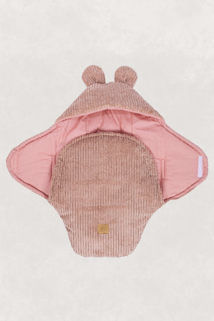 Eco-friendly Baby Swaddle with Bear Ears - Powder Pink