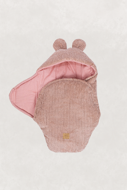 Eco-friendly Baby Swaddle with Bear Ears - Powder Pink