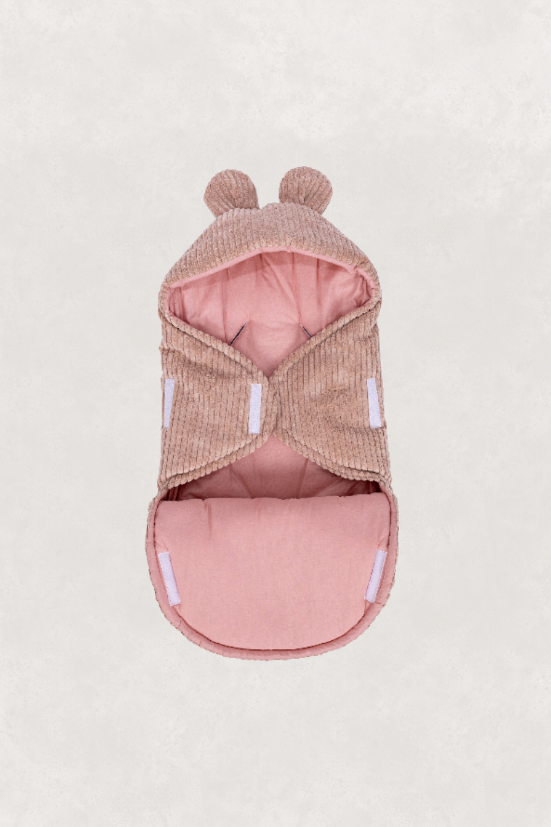 Eco-friendly Baby Swaddle with Bear Ears - Powder Pink