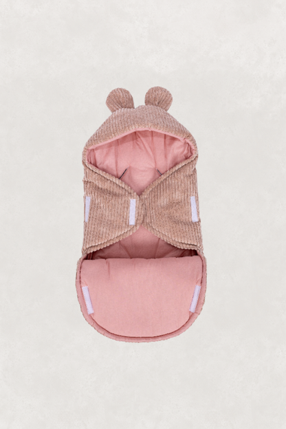 Eco-friendly Baby Swaddle with Bear Ears - Powder Pink