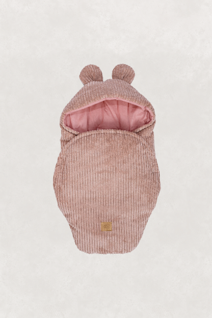Eco-friendly Baby Swaddle with Bear Ears - Powder Pink