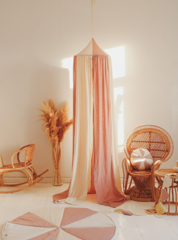 Organic Cotton & Linen Canopy - Powder Pink