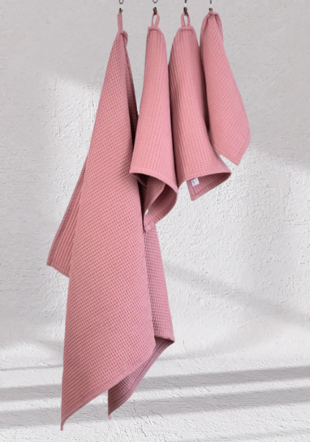The Organic Waffle Cotton Towel - Rose Blossom