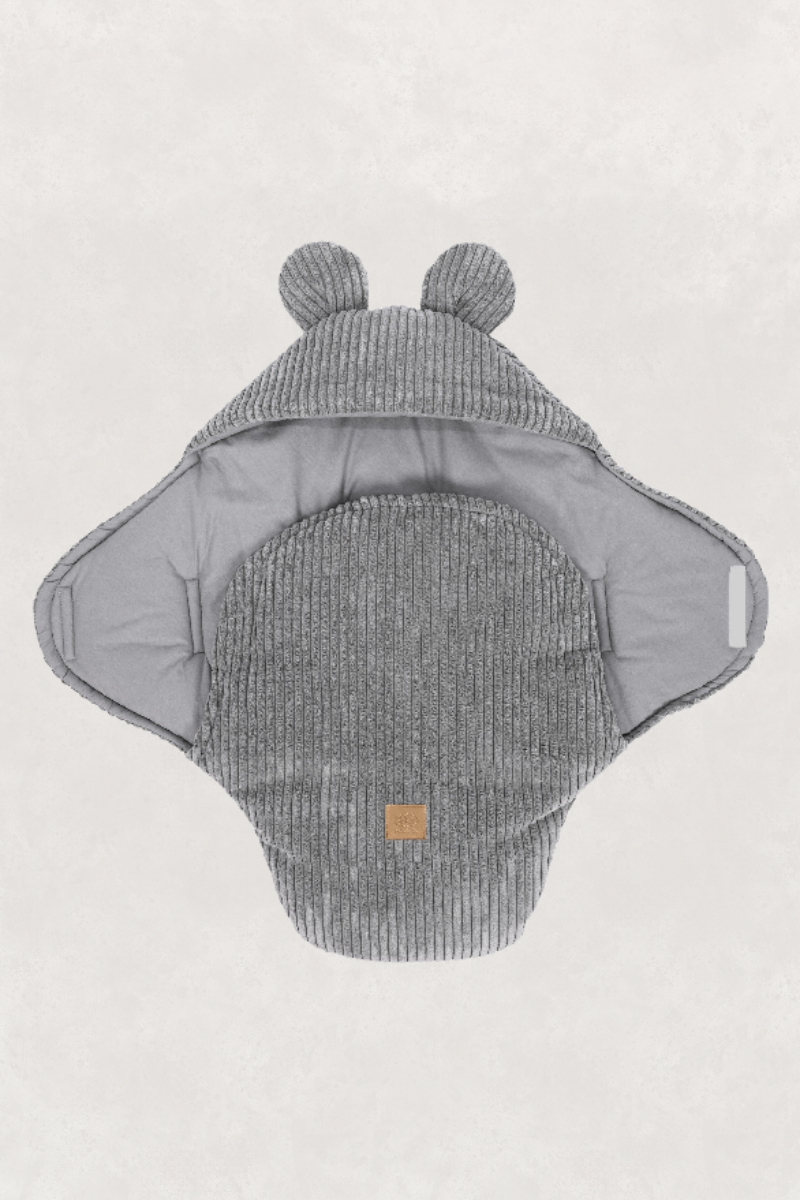 Eco-Friendly Baby Swaddle with Bear Ears - Soft Grey