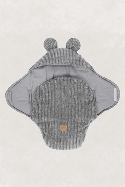 Eco-Friendly Baby Swaddle with Bear Ears - Soft Grey