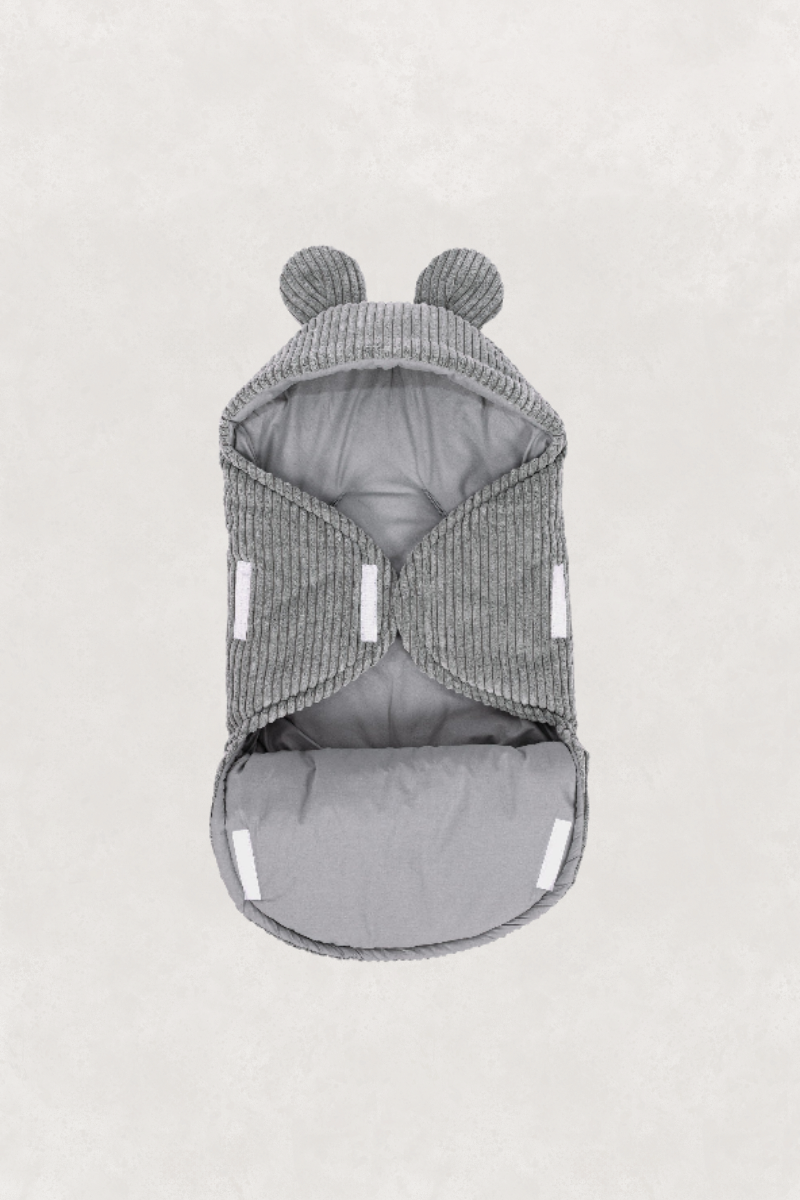Eco-Friendly Baby Swaddle with Bear Ears - Soft Grey