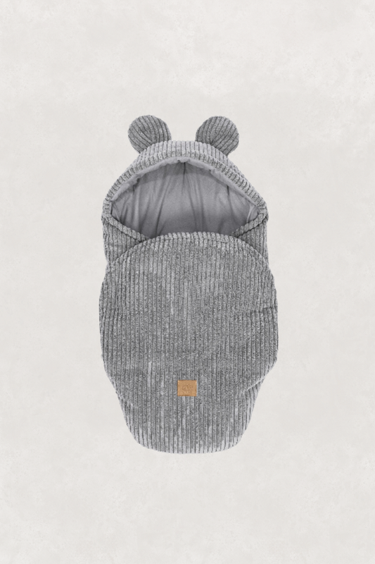 Eco-Friendly Baby Swaddle with Bear Ears - Soft Grey