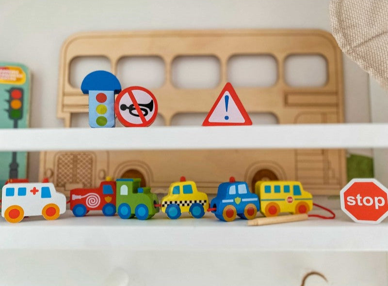 Car Shaped Wooden Threading Blocks 