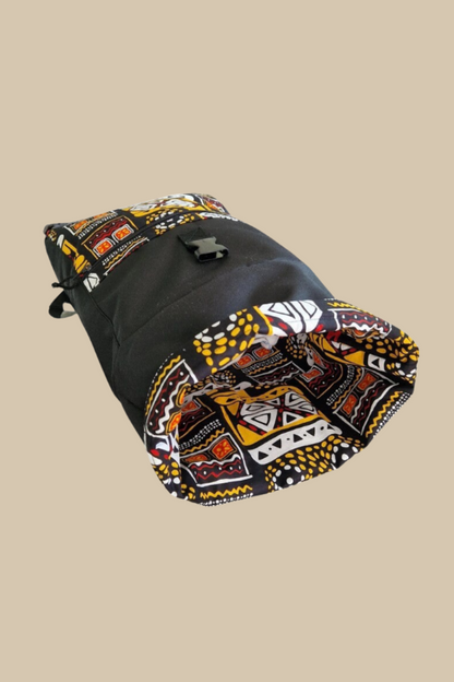 Handcrafted Eco Waterproof Rolltop Backpack - Yellow Pattern Design