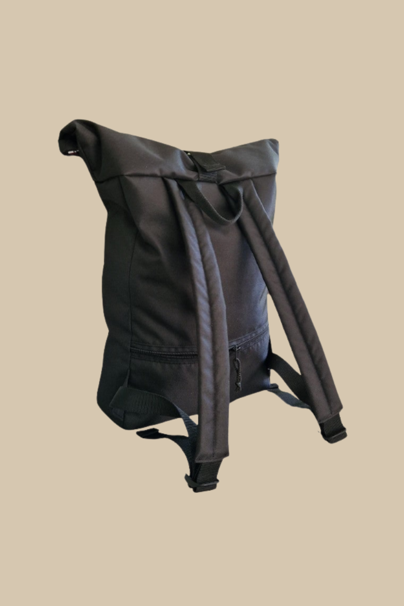 Handcrafted Eco Waterproof Rolltop Backpack - Yellow Pattern Design