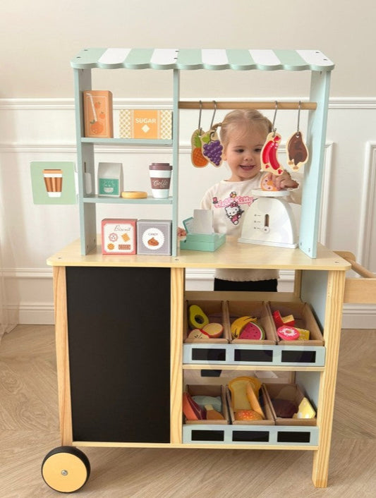 Large Multifunctional Wooden Food Truck Stand, 73 pcs