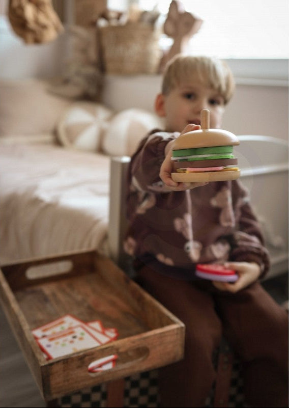 Wooden Burger Restaurant Puzzle for Children, 15 pcs