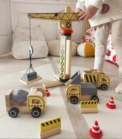 Wooden Construction Site With Vehicles